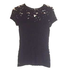 Black lace overlay shirt